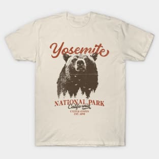 Vintage Yosemite Grizzly Bear California National Park T-Shirt